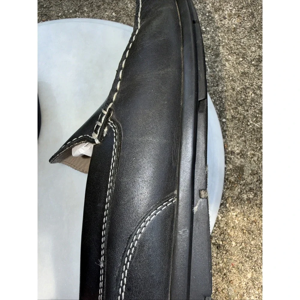 Ecco Men's Leather Loafers Walking Shoes Arch Support Black 42 US 8-81/2 WORN IN